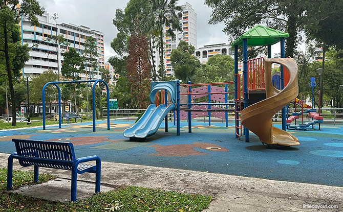 Teck Whye Gardens: Playground With Swinging Bell Swing 6 Older Teck Whye Garden playground