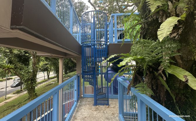 Teck Whye Heights Playground: Elevated Decks With 3 Levels To Explore Around A Tree 3 Climbing Upwards