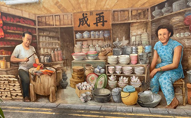 The Clog Maker: Yip Yew Chong Mural At Temple Street In Chinatown