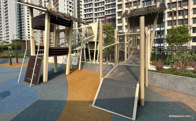 UrbanVille @ Woodlands Playground: Attap Hut & Box Tower 1 Two-Level Kampong Themed Playground with Attap Roof at Urbanville @ Woodlands