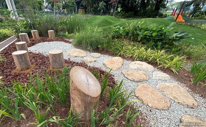 Stumps at the Villa Verde Park Nature Playgarden