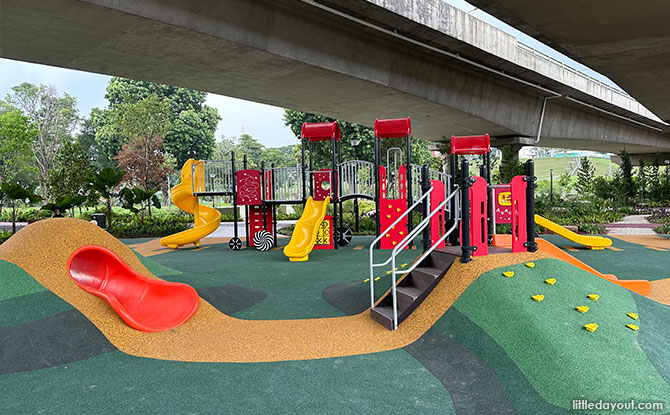 Villa Verde Park playground is a yellow, low and gentle slide