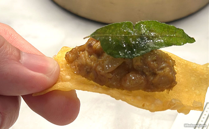 Violet Oon High Tea: Peranakan & Local Bites For An Unhurried Afternoon 3 Coronation Chicken in Wantan Leaf Cup