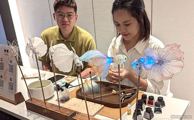 Miniature Handcrafted Fish Lanterns Display