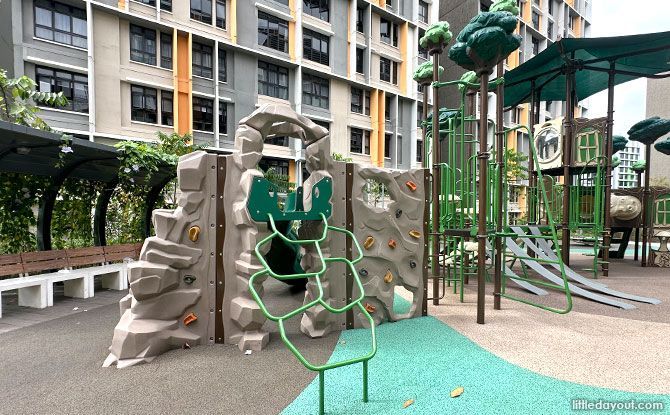 Rock climbing wall at Woodleigh Glen Playground