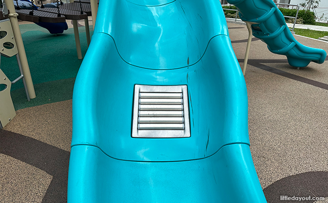 turquoise slides with rollers