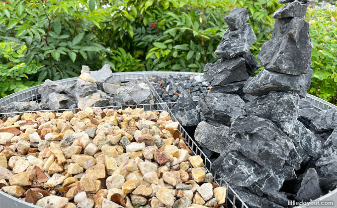 interactive rock feature with stones and boulders